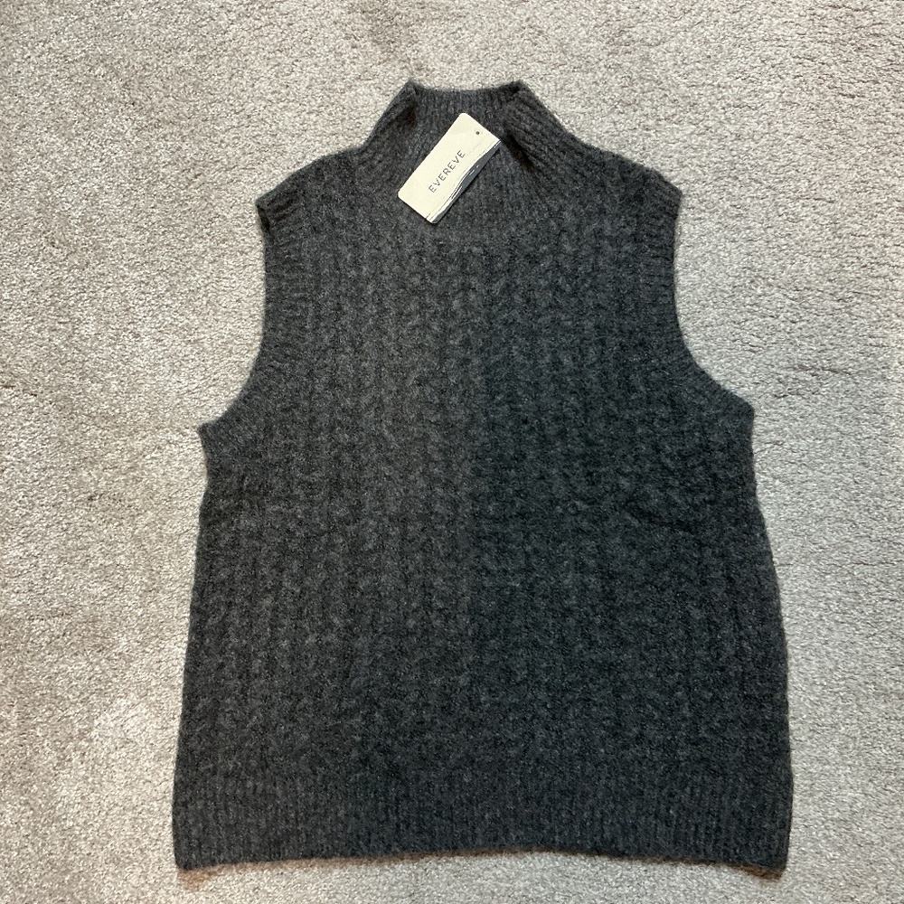 Evereve Charcoal Sleeveless Turtleneck Sweater